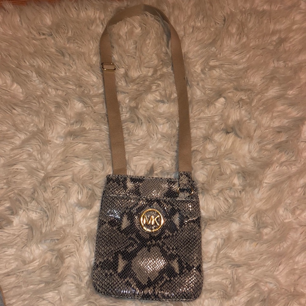 Michael Kors Gray Snakeskin Crossbody Bag